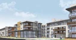 Walnut Avenue Residences corner view rendering with glass entry and blue sky
